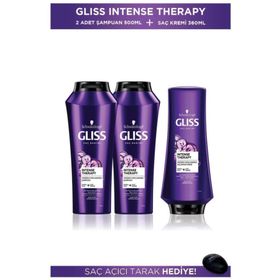 Gliss Intense Therapy Şampuan 2x500 ml+360 ml Saç Kremi + Saç Açıcı Tarak Seti