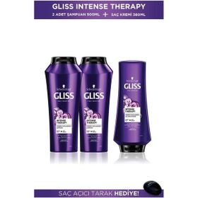Gliss Intense Therapy Şampuan 2x500 ml+360 ml Saç Kremi + Saç Açıcı Tarak Seti