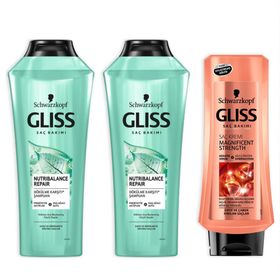 Gliss Nutribalance Repair 2x500 ml Şampuan + Magnificent 400 ml Saç Kremi