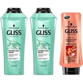 Gliss Nutribalance Repair 500+360 ml Şampuan + Magnificent 400 ml Saç Kremi