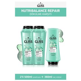 Gliss Nutribalance Repair Dökülme Karşıtı 2x500 ml Şampuan + 360 ml Saç Kremi