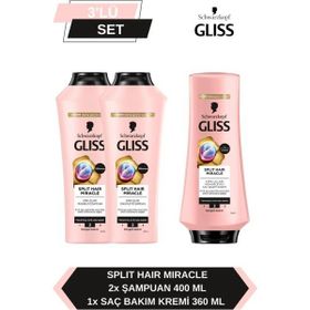 Gliss Split Hair Miracle 2x400 ml Şampuan+Split Hair Miracle 360 ml Saç Kremi