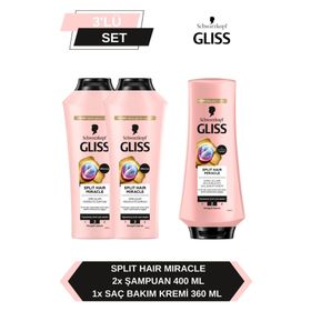 Gliss Split Hair Miracle 2x400 ml Şampuan+Split Hair Miracle 360 ml Saç Kremi