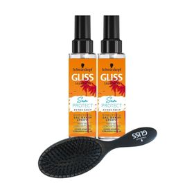 Gliss Sun Protect Koruyucu 2x100 ml Saç Bakım Spreyi + Saç Fırçası