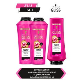 Gliss Supreme Length 2x400 ml Şampuan+ 360 ml Saç Kremi