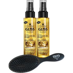 Gliss Ultimate Oil Elixir 2x100 ml Saç Bakım Yağı + Saç Fırçası