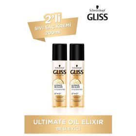 Gliss Ultimate Oil Elixir Besleyici Durulanmayan 200 ml x 2 Adet Sıvı Saç Kremi