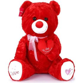 Global Kılınç Yumoş Ayı 47 cm Kırmızı Kalpli Sevgiliye Hediye Peluş Oyuncak