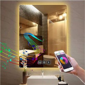 Global Led Mirror 60X70 cm Bluetoothlu Dokunmatik Tuşlu Buğu Çözücü 60x70 cm Ledli Banyo Aynası