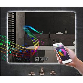 Global Led Mirror 60X70 cm Bluetoothlu Dokunmatik Tuşlu Buğu Çözücü 60x70 cm Ledli Banyo Aynası
