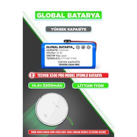 Global Tesvor X500 Pro 14.4 V 3200 mAh Li-ion Pil Yüksek Kapasite Akıllı Robot Süpürge Bataryası