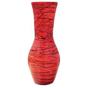 Globy 49 cm Kırmızı Dekoratif Cam Vazo