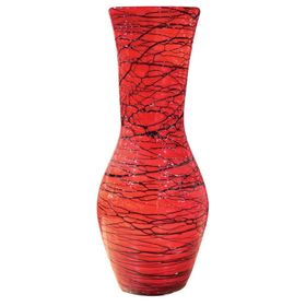 Globy 49 cm Kırmızı Dekoratif Cam Vazo