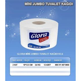 Glora 12 Paket 3.6 kg Mini Jumbo Tuvalet Kağıdı