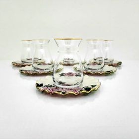 Glore 12x150 ml Roseline Altın Yaldızlı Çay Bardağı Seti