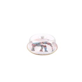 Glore 31 cm Elephant Beyaz Yuvarlak Kek Fanus