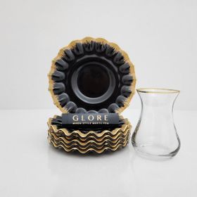 Glore Alba 12 Parça 6 Kişilik Altın Yaldızlı Cam Çay Takımı