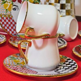Glore Bellissimo Altın Yaldızlı Kahve Fincan Takımı