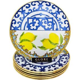 Glore Laila Altın Yaldızlı Cam Servis Tabağı Takımı