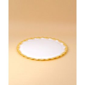 Glore Latte Altın Yaldızlı Cam Tepsi