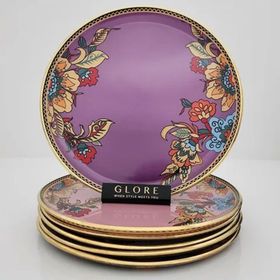 Glore Lorena Altın Yaldızlı Cam Servis Tabağı Takımı