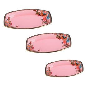 Glore Lorena Pembe Oval 3'lü Kayık Tabak