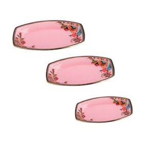 Glore Lorena Pembe Oval 3'lü Kayık Tabak