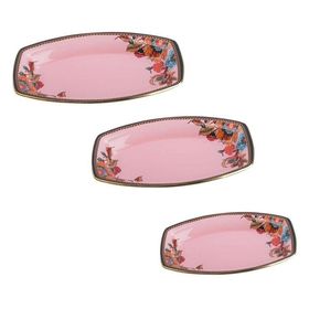 Glore Lorena Pembe Oval 3'lü Kayık Tabak