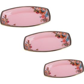 Glore Lorena Pembe Oval 3'lü Kayık Tabak