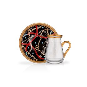Glore Nihavent Chain Kulplu 6'lı Çay Seti