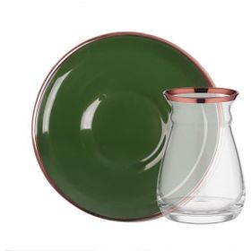 Glore Solid Yeşil Rose Gold Tek Kişilik Çay Seti