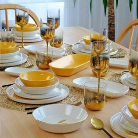 Glore Virgo Altın Yaldızlı 31 Parça 6 Kişilik Seramik Yemek Takımı