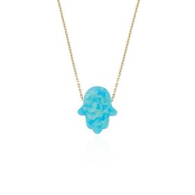 Glorria Altın Opal Taşlı Fatmanın Eli Kolye