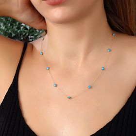Glorria CM0285 Altın Firuze Taşlı Kolye