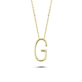 Glorria CM0472-G Altın 3 Boyutlu Harf Kolye