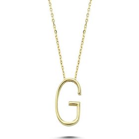 Glorria CM0472-G Altın 3 Boyutlu Harf Kolye
