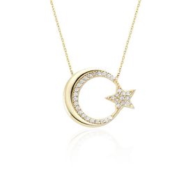 Glorria CN0396 Altın Ay Yıldız Kolye
