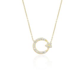 Glorria CN0396 Altın Ay Yıldız Kolye