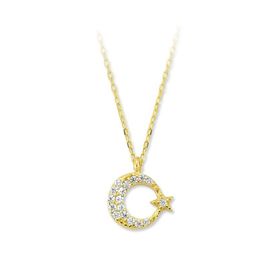 Glorria CN0396 Altın Ay Yıldız Kolye