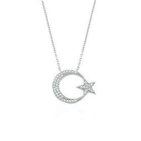 Glorria DT0155 Gümüş Ay Yıldız Kolye