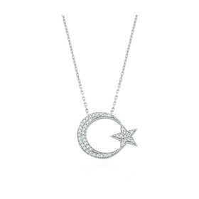 Glorria DT0155 Gümüş Ay Yıldız Kolye