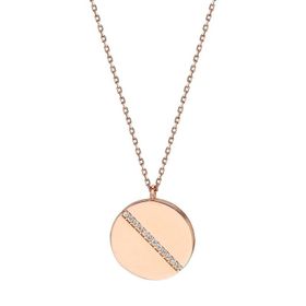 Glorria DT0406 Gümüş Taşlı Plaka Kolye