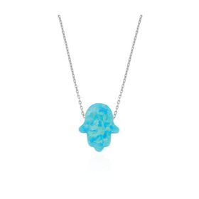 Glorria DU0078 Opal Taşlı Fatmanın Eli Gümüş Kadın Kolye
