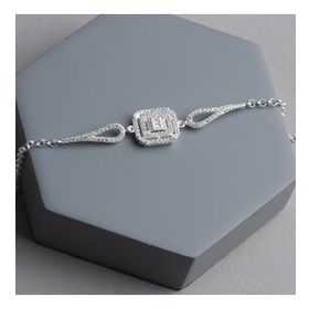 Glorria ES0053 Gümüş Baget Taşlı Su Yolu Bileklik