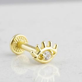 Glorria Göz Tragus 14 Ayar Altın Piercing
