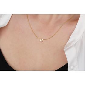 Glorria Gümüş 3 Boyutlu Minimalist H Harfi Kadın Kolye
