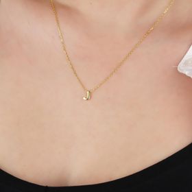 Glorria Gümüş 3 Boyutlu Minimalist J Harfi Kadın Kolye
