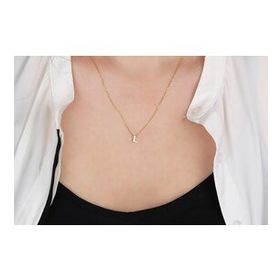 Glorria Gümüş 3 Boyutlu Minimalist L Harfi Kadın Kolye