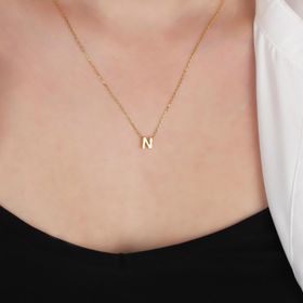 Glorria Gümüş 3 Boyutlu Minimalist N Harfi Kolye