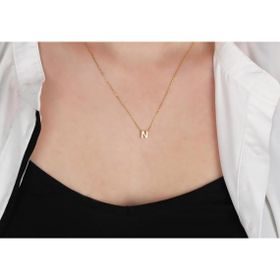 Glorria Gümüş 3 Boyutlu Minimalist N Harfi Kolye